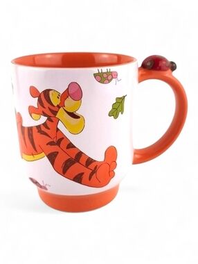 Disney Tigger Winnie The Pooh Mug Orange White 3D Scupted Lady Bug 🐞
